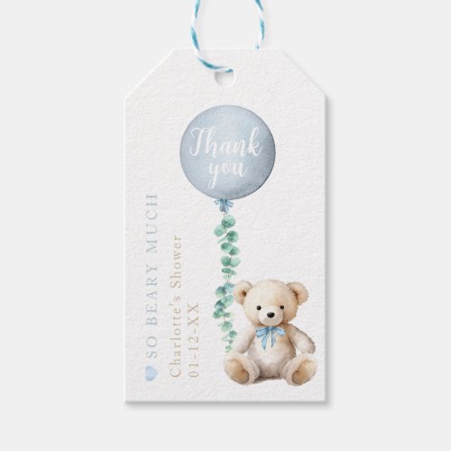 Watercolor Teddy Bear and Balloon Thank You Tag