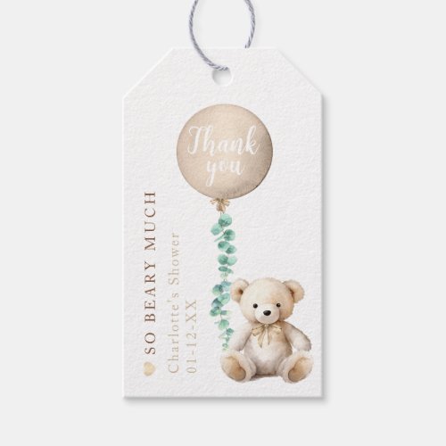 Watercolor Teddy Bear and Balloon Thank You Tag