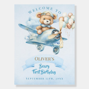 Watercolor Teddy Bear Aviator Welcome to Beary Foam Board