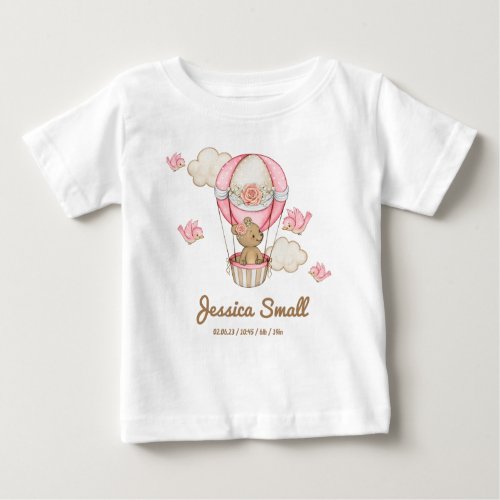 Watercolor Teddy Bear Baby Girl T_Shirt