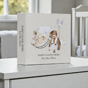 Watercolor Teddy Bear Baby Photo Album 3 Ring Binder