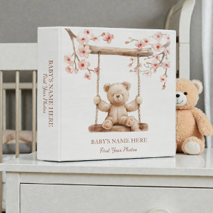 Watercolor Teddy Bear Baby Photo Album 3 Ring Binder