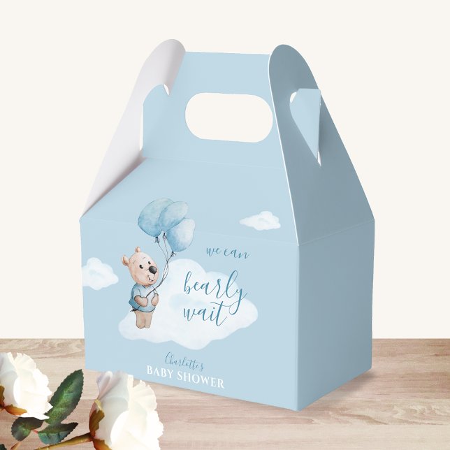 Watercolor Teddy Bear Baby Shower Blue Favor Boxes (Creator Uploaded)