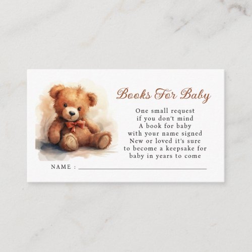 Watercolor Teddy Bear Baby Shower Books For Baby
