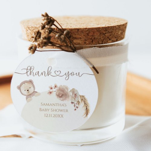 Watercolor Teddy Bear Baby Shower Favor Thank You  Favor Tags