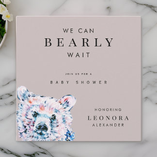 Watercolor Teddy Bear Baby Shower Invitation