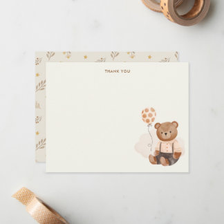 Watercolor Teddy Bear Baby Shower Note Card