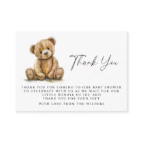 Watercolor Teddy Bear Baby Shower Thank You Enclosure Card
