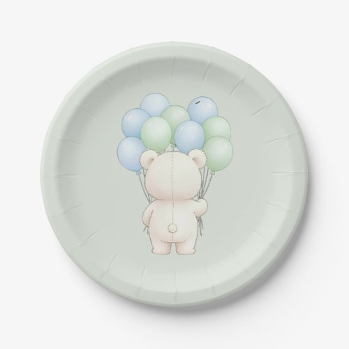 Watercolor Teddy Bear Balloons Baby Shower Paper P