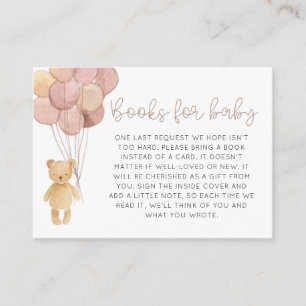Watercolor Teddy Bear Balloons Books for Baby Enclosure Card