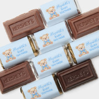 Watercolor Teddy Bear Bow Blue Baby Shower Hershey's Miniatures