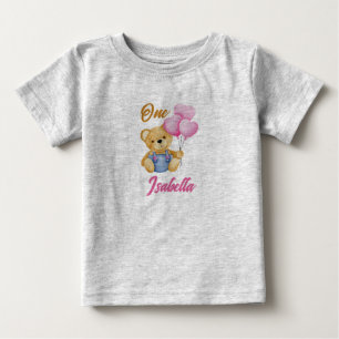 Watercolor Teddy Bear First Birthday Baby T-Shirt