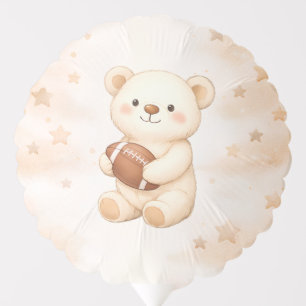 Watercolor Teddy Bear Football Sports Neutral Balloon