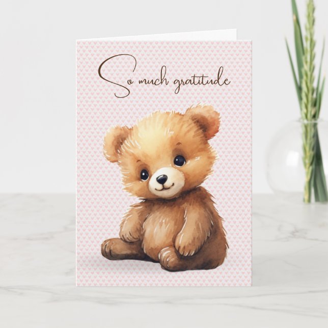 Watercolor Teddy Bear Friendship Card (Front)