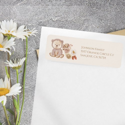 Watercolor Teddy Bear Gender Neutral Baby Shower Label