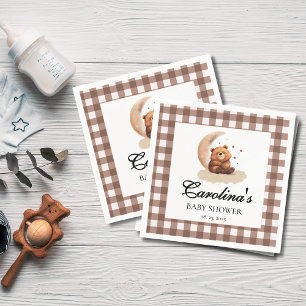 Watercolor Teddy bear gender neutral baby shower Napkins