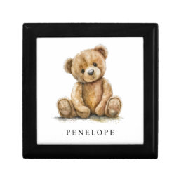 Watercolor Teddy Bear Kids Name  Gift Box