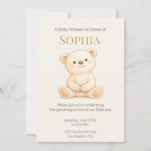Watercolor Teddy Bear Neutral Baby Shower