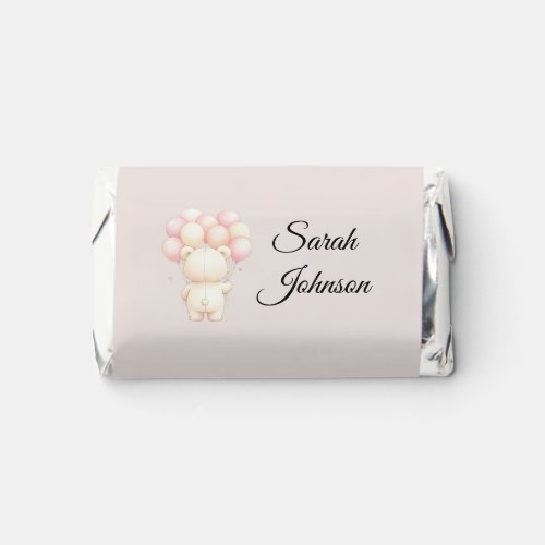 Watercolor Teddy Bear Pink Balloons Baby Shower