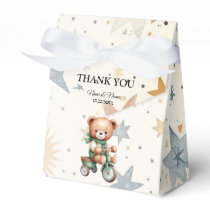 Watercolor Teddy Bear Stars Green Bike Party Favor Boxes