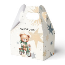 Watercolor Teddy Bear Stars Green Bike Party Favor Boxes