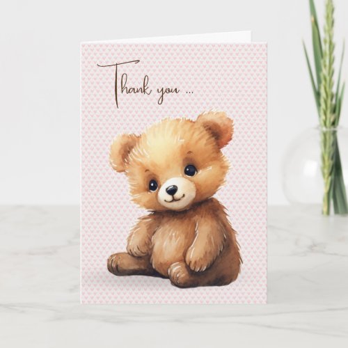 Watercolor Teddy Bear Thank You Card