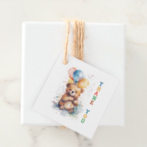 Watercolor Teddy Bear Thank You Favor Tag