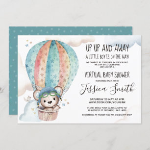 Watercolor Teddy Bear Virtual Baby Shower Invitation