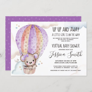 Watercolor Teddy Bear Virtual Baby Shower Invitation
