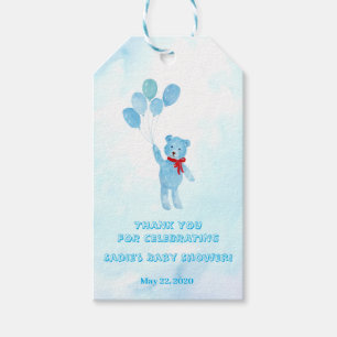 Watercolor Teddy Bear With Balloons Thank You Gift Tags
