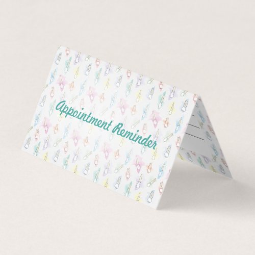 Watercolor Teeth Dental Appointment Reminder Business Card
