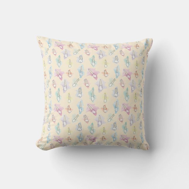 Watercolor Teeth Throw Pillow (Front)