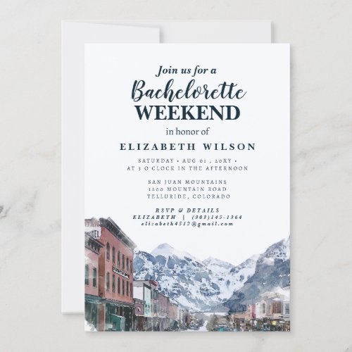 Watercolor Telluride Co Bachelorette Mountain Invitation
