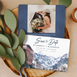 Watercolor Telluride Co Wedding Ski Save the Date Invitation