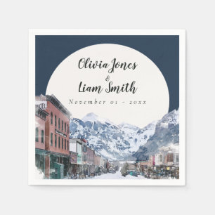 Watercolor Telluride Colorado Ski Mountain Napkins