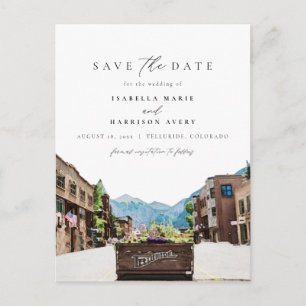 Watercolor Telluride Colorado Ski Mountain Skyline Postcard