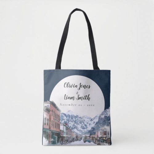 Watercolor Telluride Colorado Ski Mountain Tote Bag