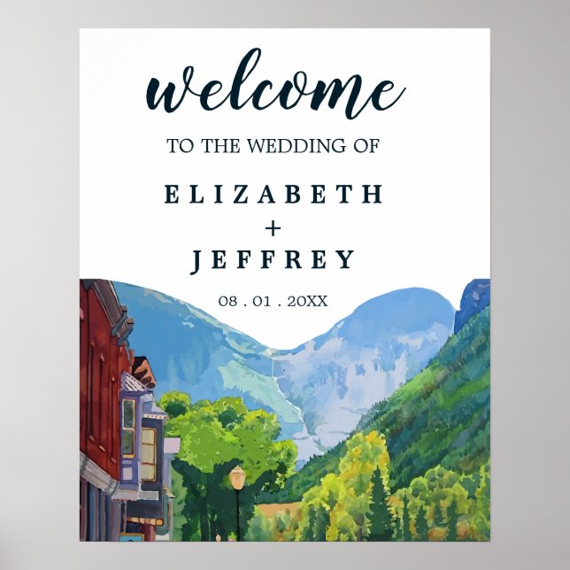 Watercolor Telluride Destination Wedding Welcome Poster (Front)