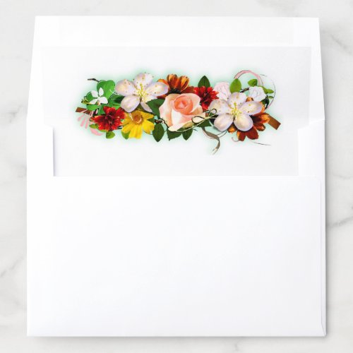 Watercolor Template Colorful Floral Trendy Flowers Envelope Liner