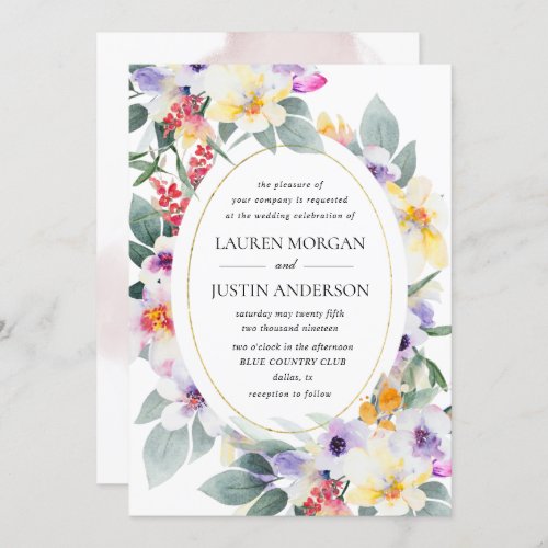 watercolor tender spring floral wedding invitation
