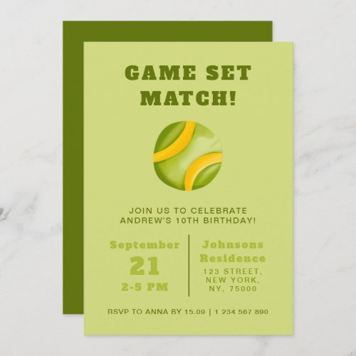 Watercolor Tennis Ball Kids Birthday Party Sport   Invitation