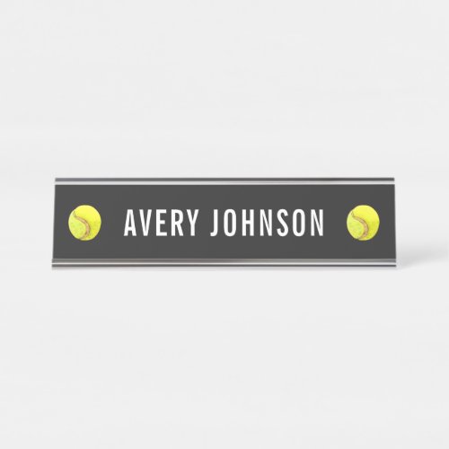 Watercolor Tennis Balls Player Coach Custom Sport  Desk Name Plate