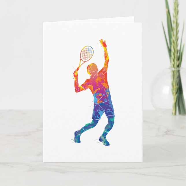 Watercolor Tennis Man Card (Front)