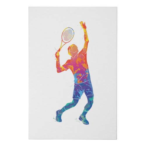 Watercolor Tennis Man Faux Canvas Print
