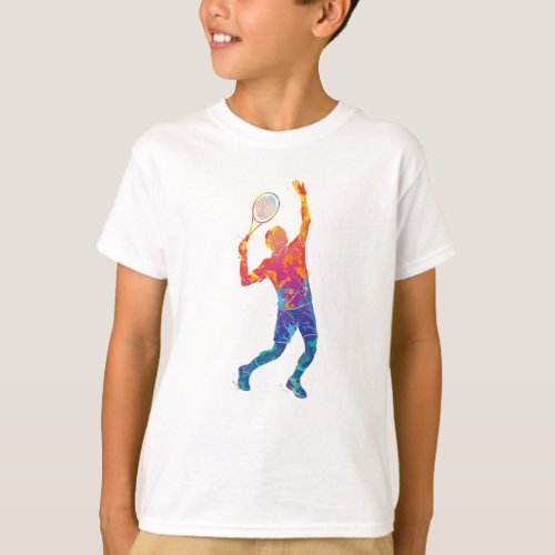 Watercolor Tennis Man T_Shirt