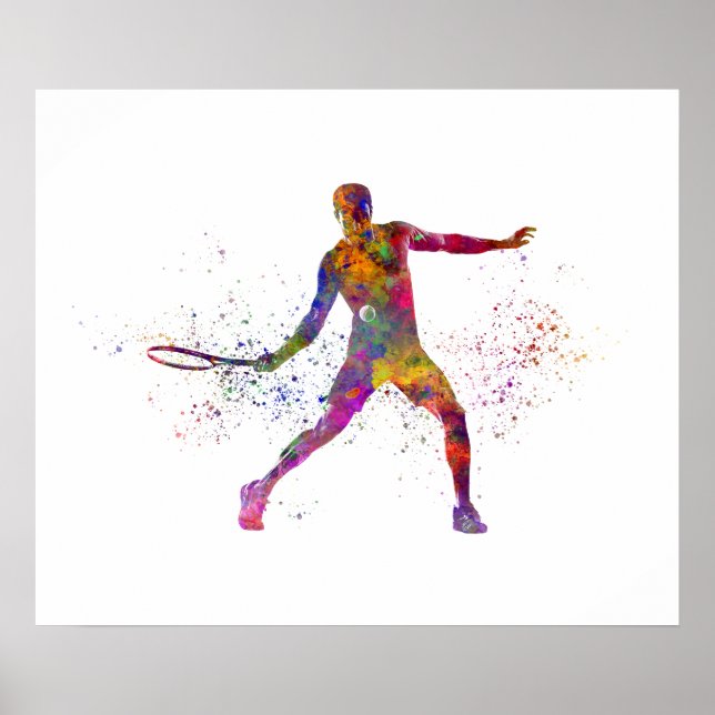 Watercolor tennis player poster (Front)