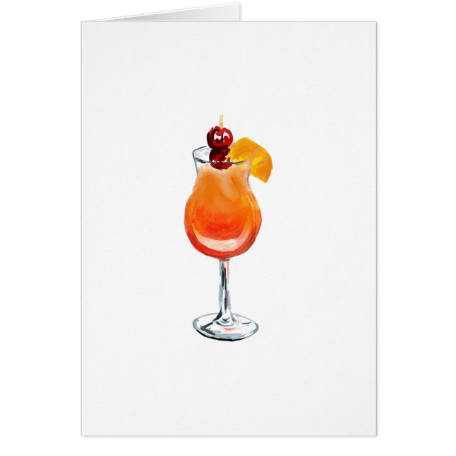 Watercolor Tequila Sunrise Cocktail (Front)