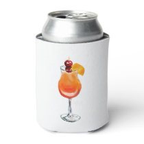 Watercolor Tequila Sunrise Cocktail Can Cooler