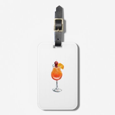 Watercolor Tequila Sunrise Cocktail Luggage Tag