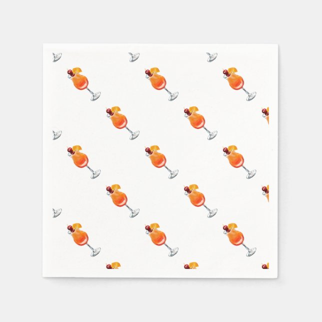 Watercolor Tequila Sunrise Cocktail Napkins (Front)